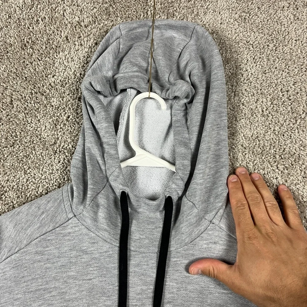 Nike Hoodie Dri-Fit Mens S Swoosh Gray High Neck Therma Drawstring‎ Logo